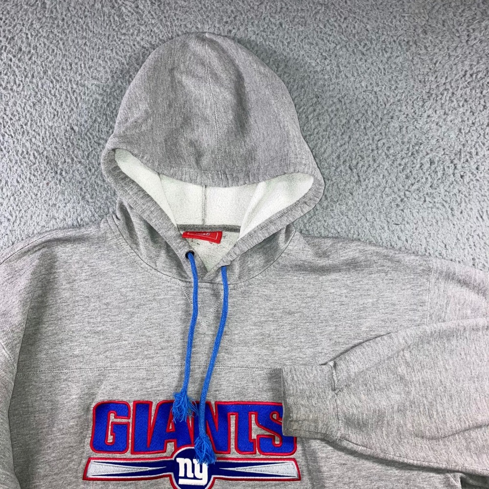 VTG NFL New York Giants Hoodie Sweatshirt Mens XL Gray Retro Embroidered Pocket